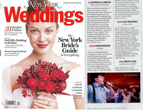 The Amish Outlaws featured in New York Magazine's 2012 Winter Wedding issue